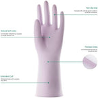 COOLJOB Large Household Rubber Gloves with Cotton Liner & Non-slip Grip, Waterproof Long Lasting Dishwashing Gloves for Kitchen & Bathroom Cleaning, Purple, 1 Pair