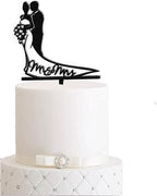 Cake Topper Black Acrylic Mr&Mrs with Couples Wedding Birthday Decorations Party Favor Cake Accessory Gift 3403-BL (Pack of 1)