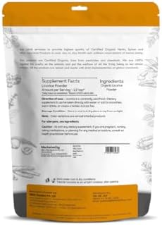 Just Jaivik 100% Organic Licorice Root Powder - 227 gm / 0.5 lb Mulethi | Glycyrrhiza Glabra/Yastimadu | May Enhance Gut, Respiratory & Digestive Wellness | USDA Organic Certified Herb