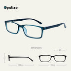 OPULIZE SEE Reading Glasses with Blue Light Blocking for Women and Men, Narrow Frame, Spring Hinges, Computer Gaming Glasses, Turquoise +2.5 (Pack of 1)
