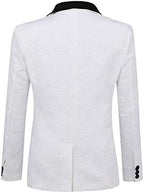 YFFUSHI Men's 3 Piece Suit Slim Fit Jacquard Tuxedo 1 Button Shawl Collar Blazer Vest & Pants for Wedding Formal Prom