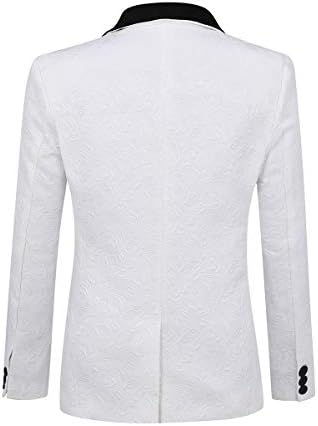YFFUSHI Men's 3 Piece Suit Slim Fit Jacquard Tuxedo 1 Button Shawl Collar Blazer Vest & Pants for Wedding Formal Prom