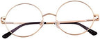 Agstum Retro Round Metal Non-Prescription Eyeglasses Frame with Spring HInge Clear Lens