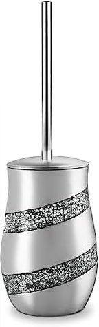 Creative Scents Silver Mosaic Toilet Brush and Holder Set - Toilet Bowl Brush and Holder, Sturdy Toilet Cleaner Brush with Stainless Steel Handle, Bathroom Toilet Scrubber Brush with Decorative Holder