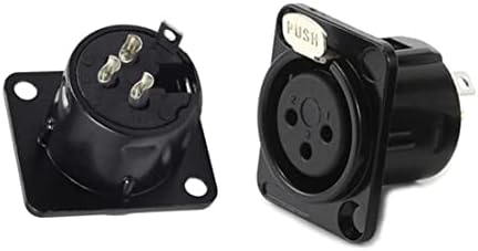 XLR Female Jack 3 Pin Panel Mount Jacks, XLR Female Socket Connector Audio Studio,Black Metal Housing 6Pcs