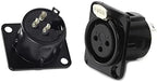 XLR Female Jack 3 Pin Panel Mount Jacks, XLR Female Socket Connector Audio Studio,Black Metal Housing 6Pcs