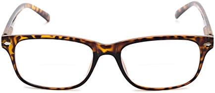 Readers Readers.com Reading Glasses: The Williamsburg Bifocal, Plastic Retro Square Style for Men and Women - Yellow Tortoise, +1.25