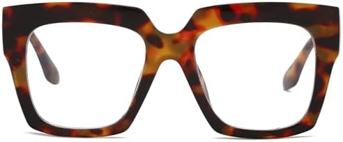 LJCZKA Oversized Square Blue Light Blocking Glasses for Women Men Computer Glasses Thick Frame Anti Eyestrain Headache