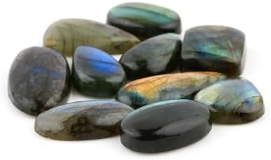 10pcs Wholesale Natural Labradorite Gemstones Cabochon, Bulk Spectrolite Polished Stones, DIY Jewelry Making, Chakra Healing Crystals, Wire Wrapping, Assorted Loose Supply