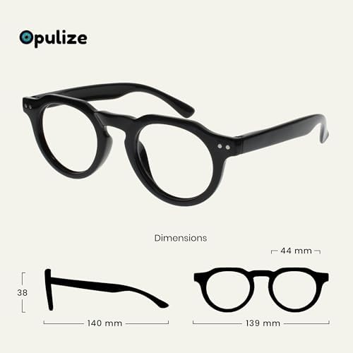 OPULIZE RIO Reading Glasses with Blue Light Blocking for Women and Men, Flat Top Frame with Spring Hinges, Computer gaming glasses, Black,Brown Tort,Blue Tort,Green,Mid Grey +1 (Pack of 5)