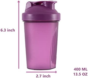 Shaker Bottle Protein Shakes and 16-Ounce/400ML Shakers Bottles with Whisk Balls,Non-BPA plastic(Purple+White(2PCS))
