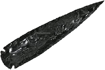 Amazing Gemstone Black Obsidian Arrowhead, Crystal and Healing Stone Flint Rock Arrow Head - 5 to 6 Arrowheads for DIY Project Craft Point Jewelry Making