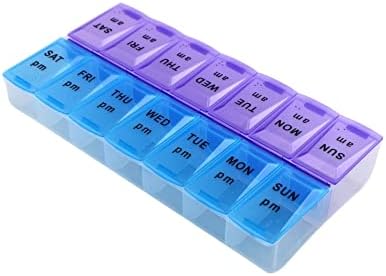 Jumbo Extra Large 9" x 4.75" Pill Organizer 7 Day 2 Times a Day Weekly Pill Box AM PM Pill Case, Pill Container Vitamin Case Twice a Day Morning Bedtime