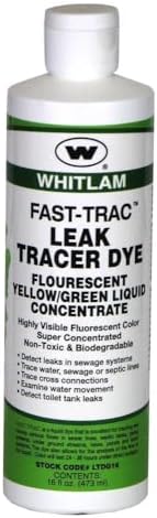 Fast-Trac FAST-Trac LTDG16 Liquid Leak Tracing Dye, Yellow Green, 16 Ounce Bottle, Treats Up to 12,500 Gallons.