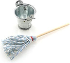 Mini Cleaning SetFloor Mop with Galvanized Bucket TAODAN 1Set Miniature 1:12 Scale Fairy Garden Furniture Retro Vintage Mop with Bucket Dollhouse Miniature Doll Furniture Accessories Gifts