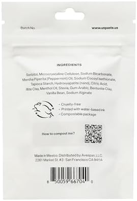 Unpaste Toothpaste Tablets, Fluoride-Free Mint, Remineralizing, Xylitol Free, Resealable, New Formula, Now w/Nano-HYDROXYAPATITE, 125ct/2 mo Supply