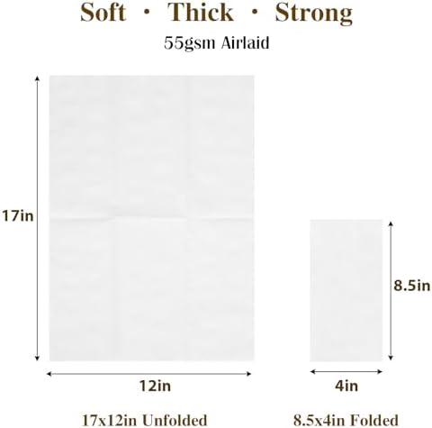 120 Pack Disposable Paper Hand Towels for Bathroom, Linen-Feel 12" x 17" Single-Use Bathroom Napkins for Guests, Disposable Cloth-Like Hand Tissue Paper, 55 GSM, White
