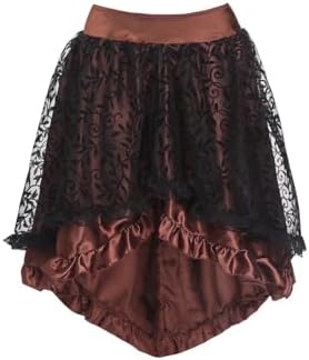 Corset Dress Skirt Tutu Set Women Steampunk Gothic Punk Bustier Pirate Costume Halloween Brown