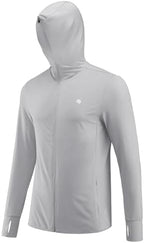 PINSPARK Men's UPF50+ Full Zip Outdoor Hoodies Lightweight Sun Protection Long Sleeve Jacket for Fishing Hiking with Pockets