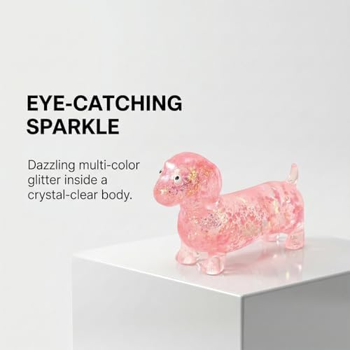 Dachshund Squishy, Soft Touch, Squishy Weiner Dog, 4.3in Sparkly Cute Mini Rainbow Sausage Dogs with Face for Adults (Blue)