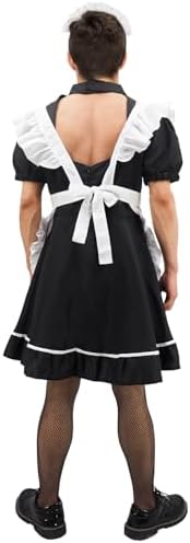 Men's Maid Cosplay Costume Dress Suit, Big Hemline Flared Outfit, Funny Stage Performance Cosplay Set