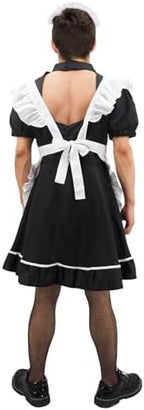 Men's Maid Cosplay Costume Dress Suit, Big Hemline Flared Outfit, Funny Stage Performance Cosplay Set