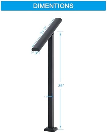 1 Step Handrail for Outdoor Steps, Premium Aluminum Alloy Railing Set, Porch Railing Kit,Free Installation Kits Included, Used Under Harsh Weather Conditions,Rust Free, for 1 Step.