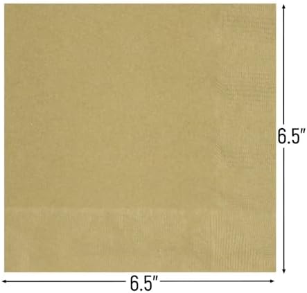 Gold Solid Luncheon Paper Napkins - 6.5" x 6.5" (20 Ct) - Elegant & Durable Design - Perfect for Parties, Events & Celebrations