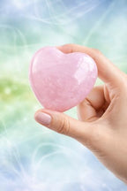 Polar Jade Rose Quartz Heart Stone 45mm(1.8") Crystal Heart Chakra Healing, Reiki & Meditation