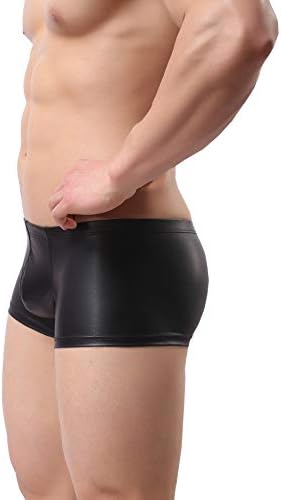 Mens Imitation Leather Underwear Sexs Boxer Briefs S-2XL
