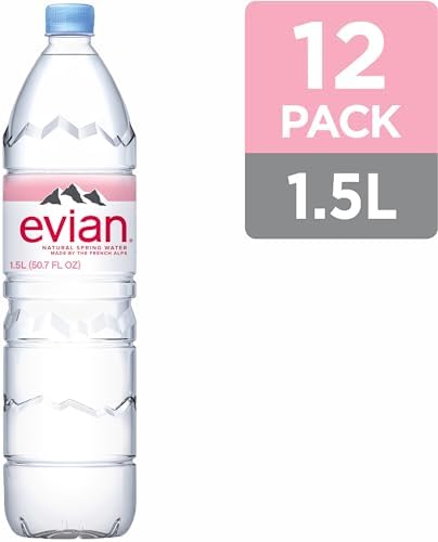Evian Natural Spring Water, 1.5 L bottle (Pack of 12)