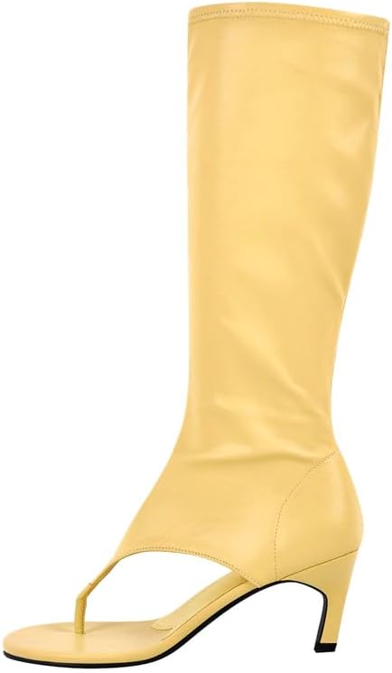 sexytag Women's Thong Sandals Open Toe Knee High Kitten Heels Sandal Boots