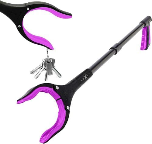 Grabber Reacher Tool - 2 Pack - Latest Version Long 19/32 Inch Foldable Pick Up Stick - Strong Grip Magnetic Tip Lightweight Trash Picker Claw Reacher Grabber Tool for Elderly Reaching, Luxet (Pink)