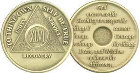 46 Year Bronze AA (Alcoholics Anonymous) - Sober / Sobriety / Birthday / Anniversary / Recovery / Medallion / Coin / Chip