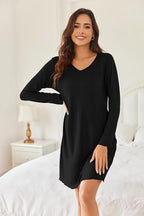 Ekouaer Cotton Nightgowns for Women 2 Pack Night Gown Long Sleeve Sleepshirts V Neck Night Shirt Soft Sleepwear