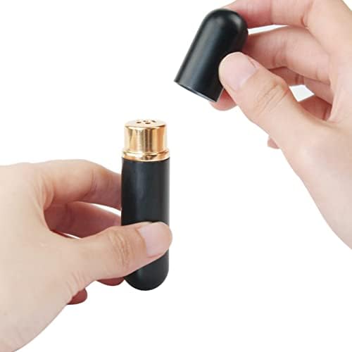 Black Aluminum Essential Oil Nasal Inhaler Tubes Personal Empty Refillable Elegant Aluminum and Glass Nasal Inhalers Set with Cotton Wicks 5 pcs