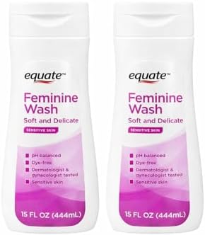 Equate Feminine Wash for Sensitive Skin, Soft & Delicate, (pack of 2) 15 fl oz (444 ml)