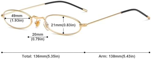Easy Carry Mini Slim Reading Glasses Blue Light Blocking Oval Metal Portable Readers w/Pen Clip Tube Case