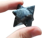 Natural Black Labradorite Crystal Merkaba Star Sacred Meditation Energy Healing Chakra Indoor Decorative Stone,1 Inchs Hexagram Spiritual Stone for Meditation