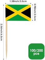 AhfuLife 100 PCS Jamaica Flags Toothpick, Jamaica Cocktail Picks Mini Cupcake Toppers for Jamaican National Day Home Bar Party Decorations