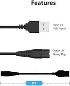 for Pritech Shaver Charger Cord USB Charging Cable Compatible with Pritech Hair Trimmer PR-2888 Charger Electric Shaver LD-8001 Charger Cord