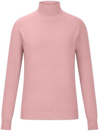Women Fall Sweaters Long Sleeve Turtleneck Cotton Pullover Loose Fit Tops Casual Solid Jumper Fashion Comfy Clothes