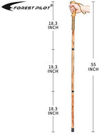 FOREST PILOT 3-pc Detachable Hardwood Walking Stick Pine Handle with Compass (Nature Color, 55 Inches, 1 Piece)