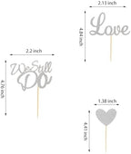 24Pcs We Still Do Cupcake Toppers Glitter Love Heart Marriage Anniversary Cupcake Picks Bridal Shower Wedding Engagement Birthday Cake Decorations Supplies - Silver Glitter