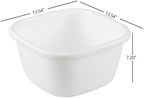 2 Pack 18 Quart Large Deep Plastic Wash Basins, Square Dish Pan, Kitchen Sink Dish Washing Bin, White