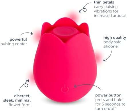 plusOne Rose Toy Vibrator for Women, Nipple and Clitoral Stimulator, Body-Safe Silicone, Waterproof, USB Rechargeable with 10 Pulsing Settings Sex Toy, Red