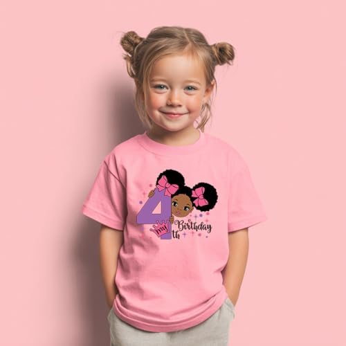 Four Shirt Toddler Girl Birthday Tshirt 4th Birthday Outfits 4 Year Old Girls Happy Fourth Bday Party Tee