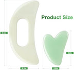 Jade Stone Gua Sha Massage Tool Set Larger Guasha Board with Handle Muscle Scraping Massage Tools Facial Anti Cellulite Spa Acupuncture Tools for Massage, Lymphatic Drainage Valentine's Day Gifts