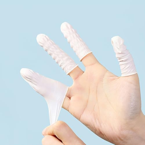100Pcs Disposable Finger Cots, Rubber Covers Wear Resistant Non Slip Thickening for Electronic Industry Labor Protection