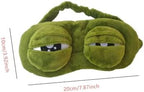 Funny 3D Frog Sleep Mask, Green Cute Cartoon Sad Frog Blindfold Cover, Super Soft Eye Blinder for Travel Office Snap Yoga Gift